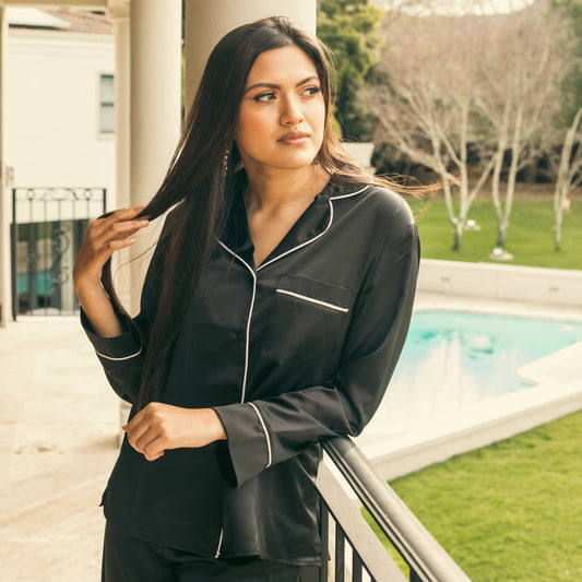 Midnight Black — Luxury Satin Sleepwear